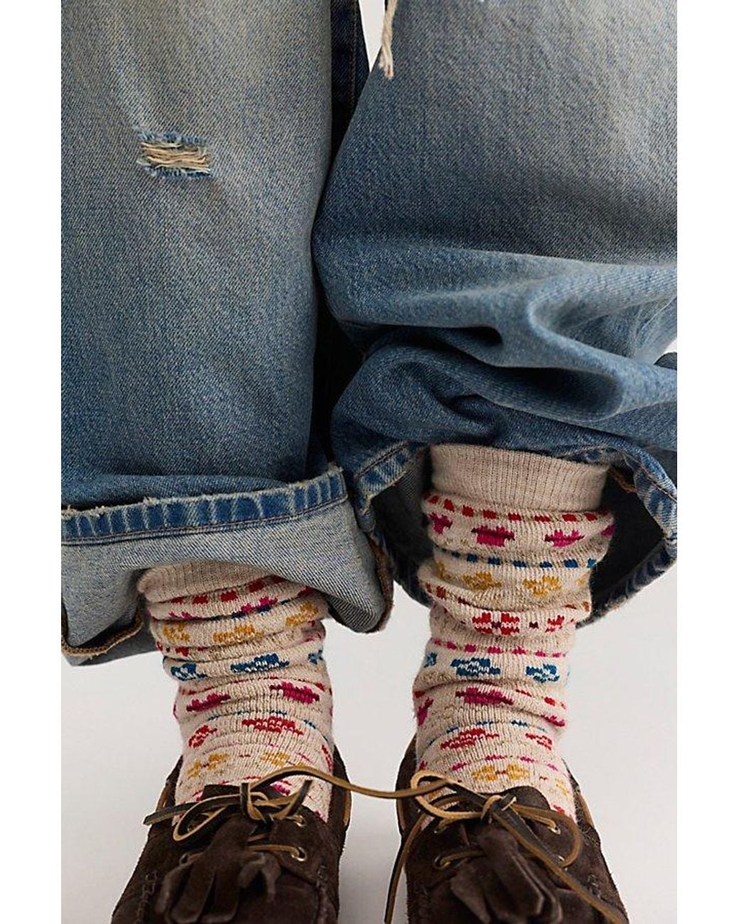 French Knot Pink Tulip Socks
