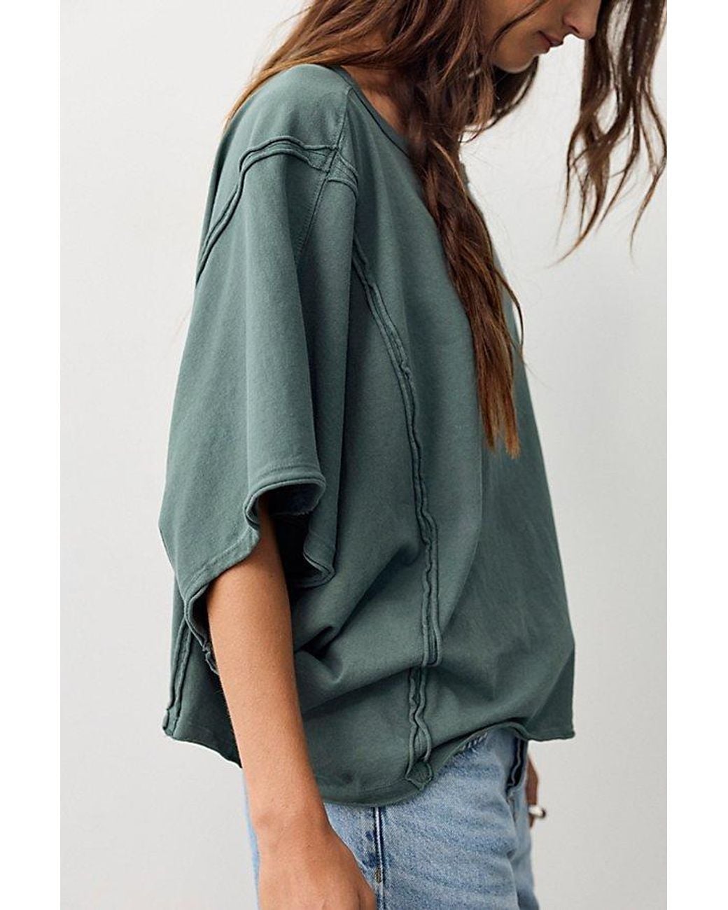 Free People Gray Next Level Boat Neck Tee