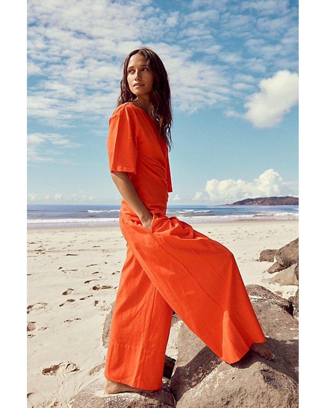 Free People Orange Siesta Pant Set