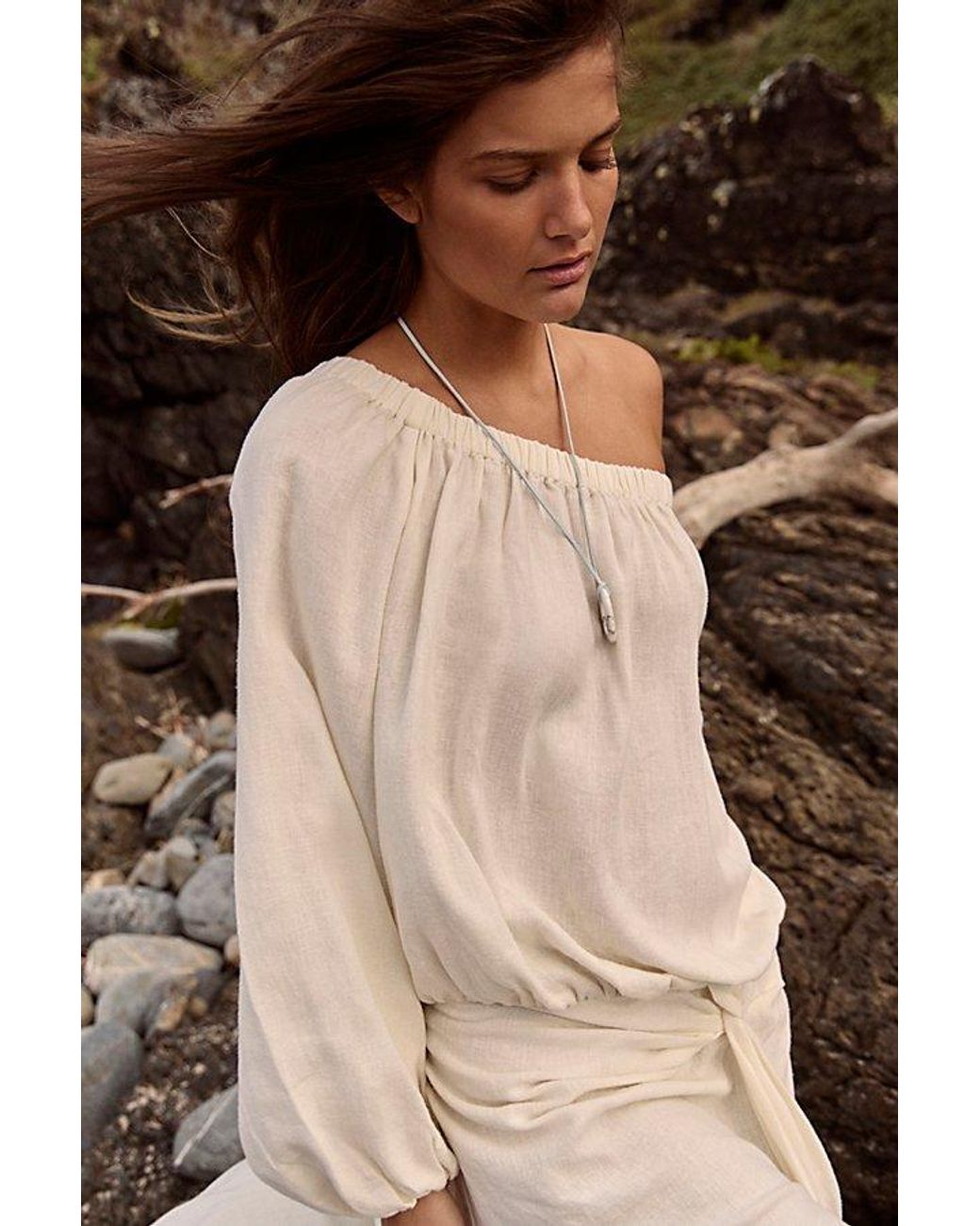 free-est Natural Sandshell Linen Francisca Maxi Dress By