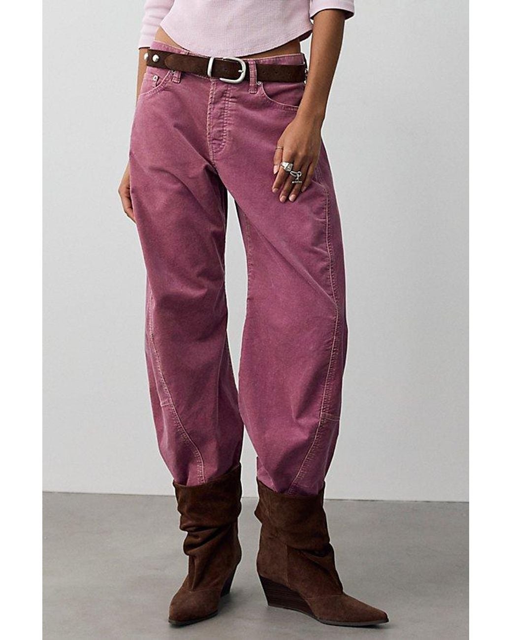Free People Red Fable Washed Cord Twisted Jeans