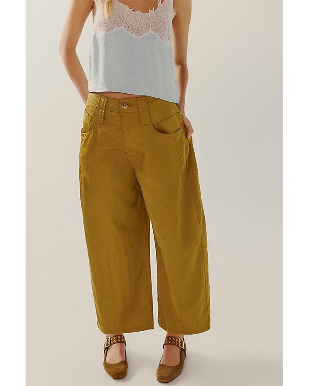 Free People Multicolor Satin Boyfriend Trousers