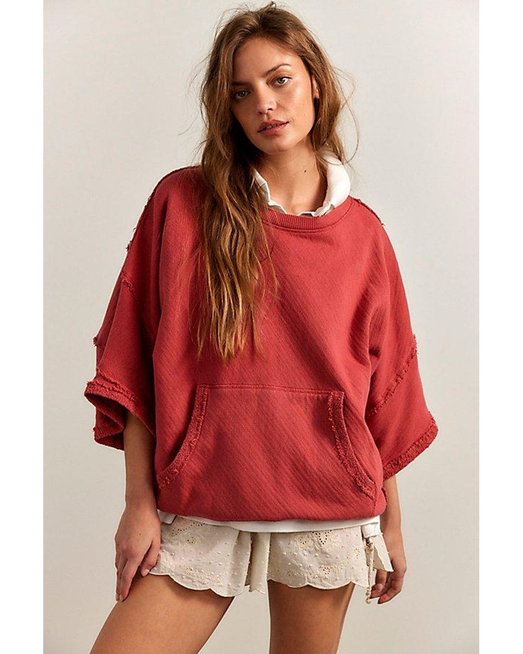Free People Red Dweller Pullover