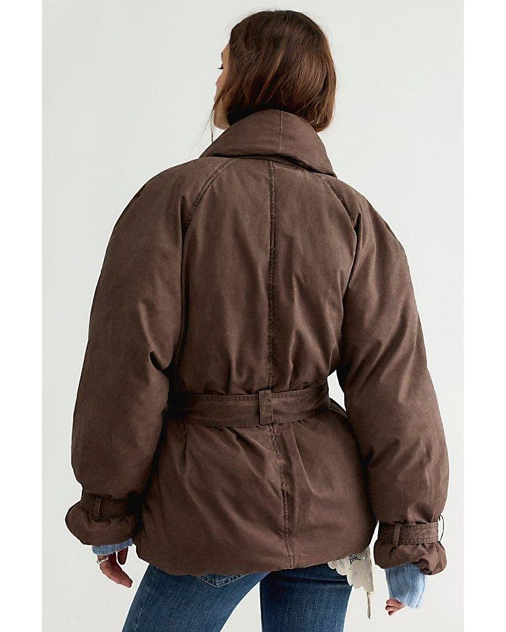 Free People Brown Officer Puffer Jacket