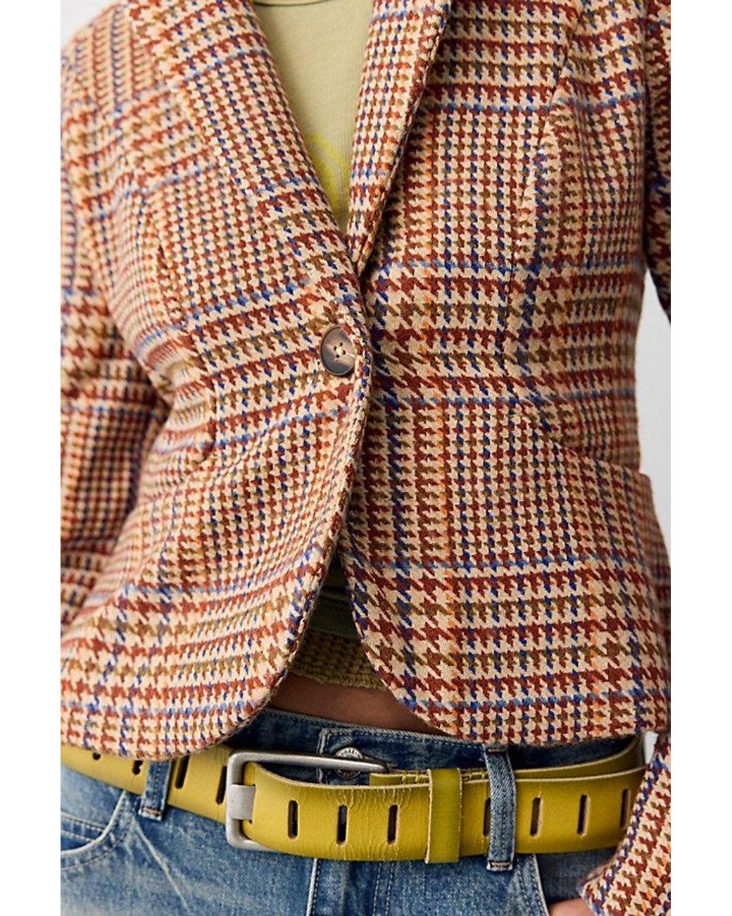 Free People Brown Whip Smart Nine Lives Blazer