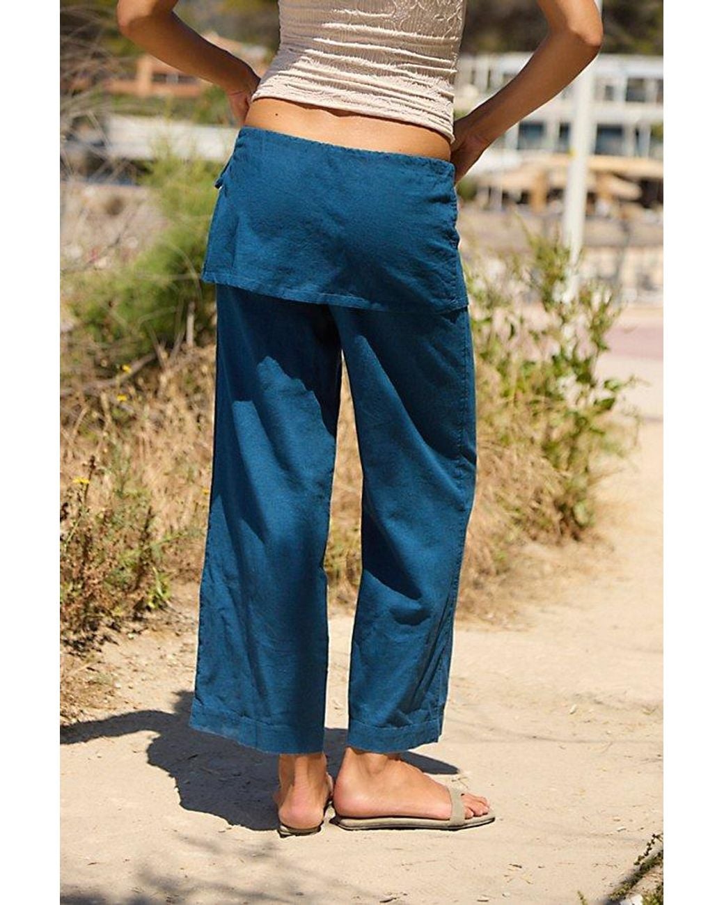 free-est Blue Aqualuna Linen Skants By
