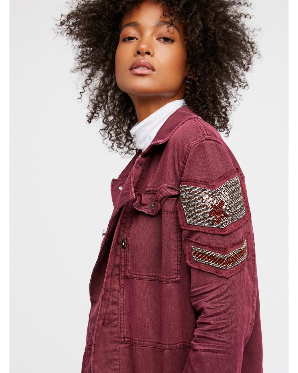 Free people embellished military shirt jacket sale