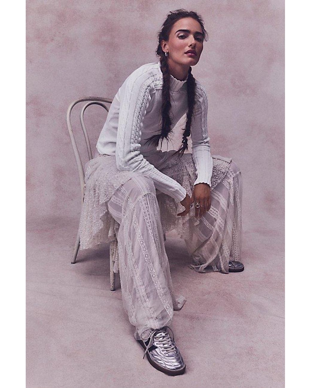 Free People White Breezy Swit Top