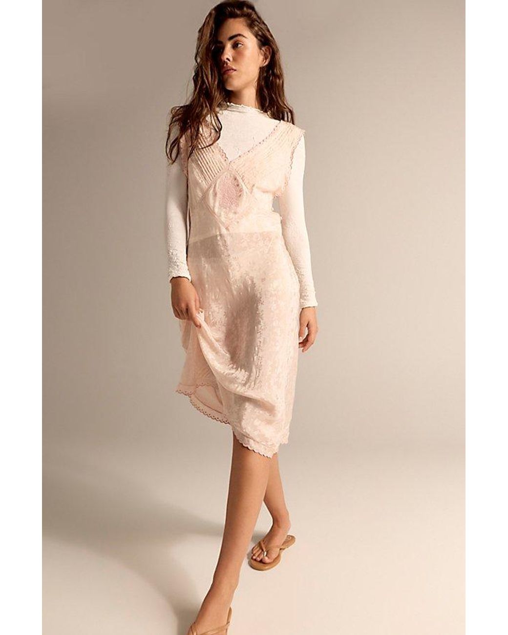 Intimately By Free People Natural Mixed Feelings Mock Neck Top By
