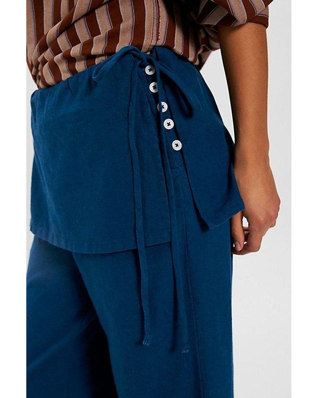 free-est Blue Aqualuna Linen Skants By