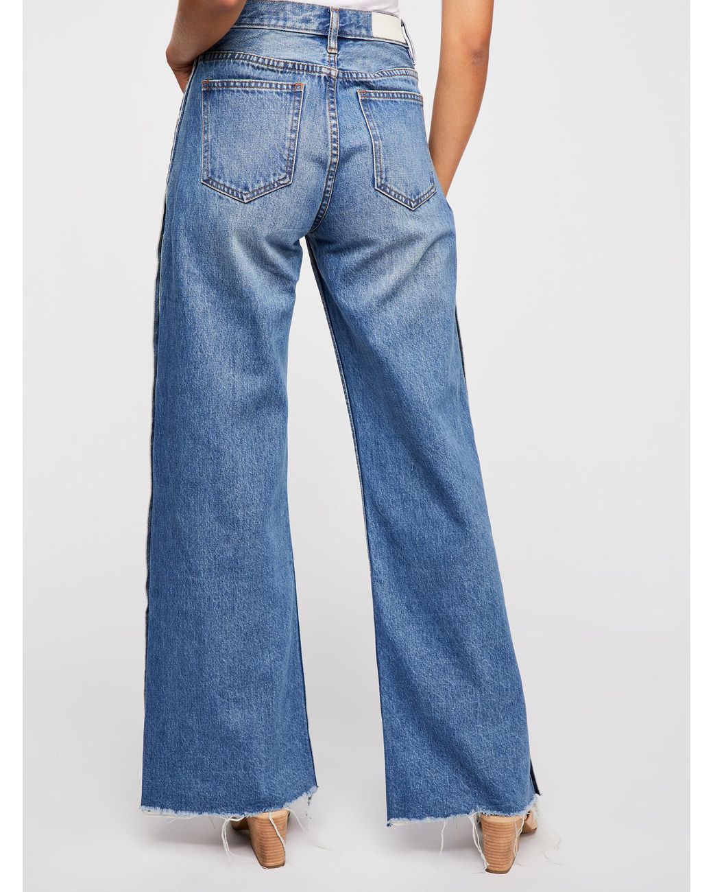 Free People Zee Gee Why Sweeper Snap Wide-leg Jeans in Blue