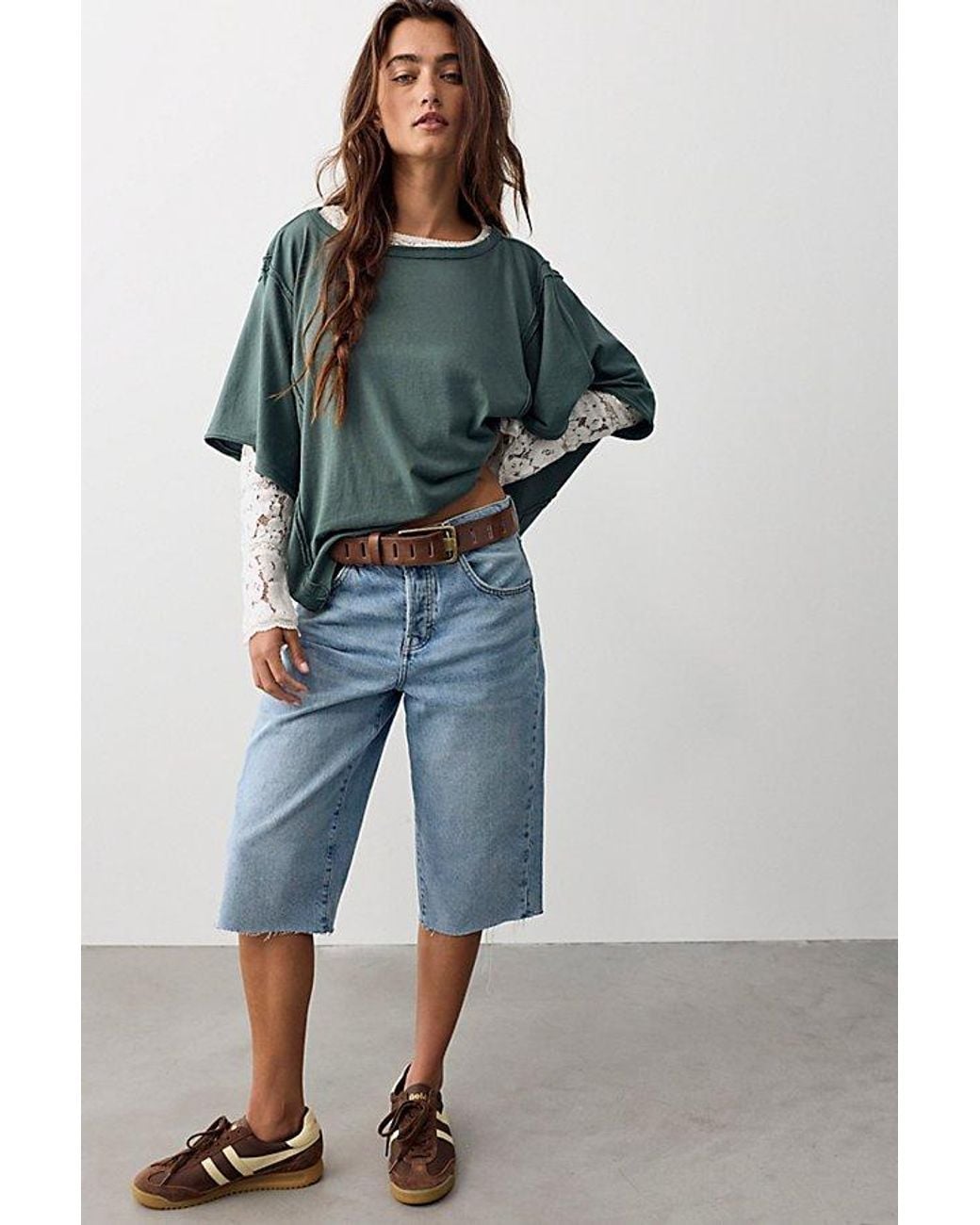 Free People Gray Next Level Boat Neck Tee