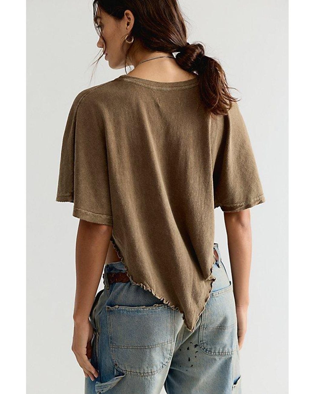 Free People Brown Rosalie Solid Tee