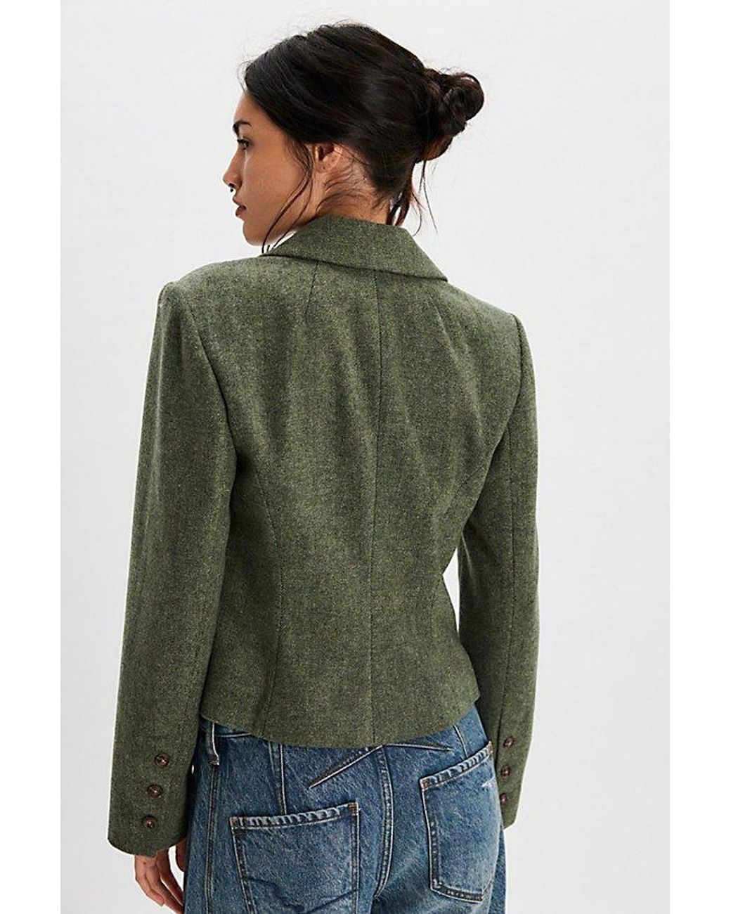 Free People Green Whip Smart Blazer Jacket