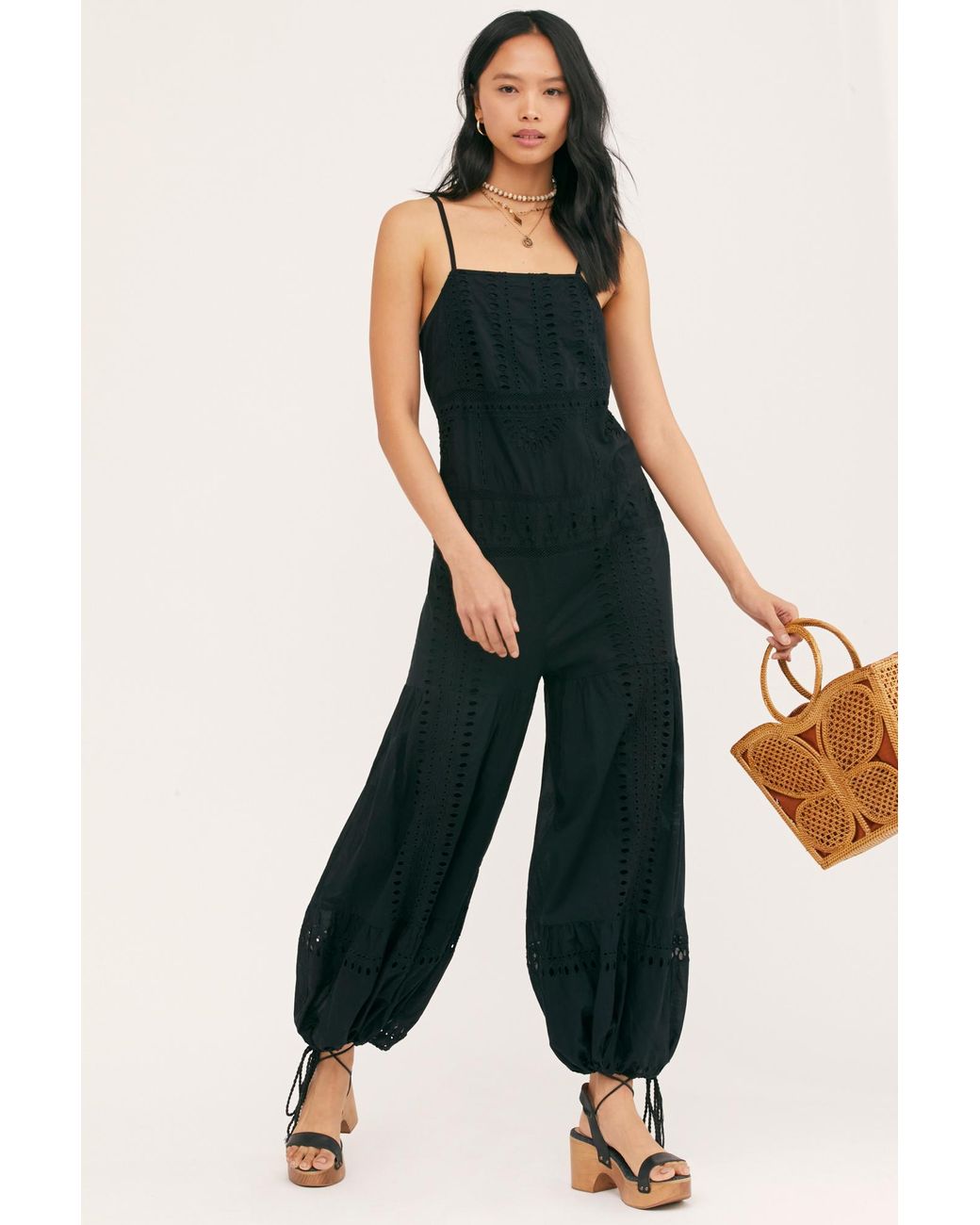 Free People Savannah Overalls in Black Womens Clothing Jumpsuits and rompers Full-length jumpsuits and rompers 