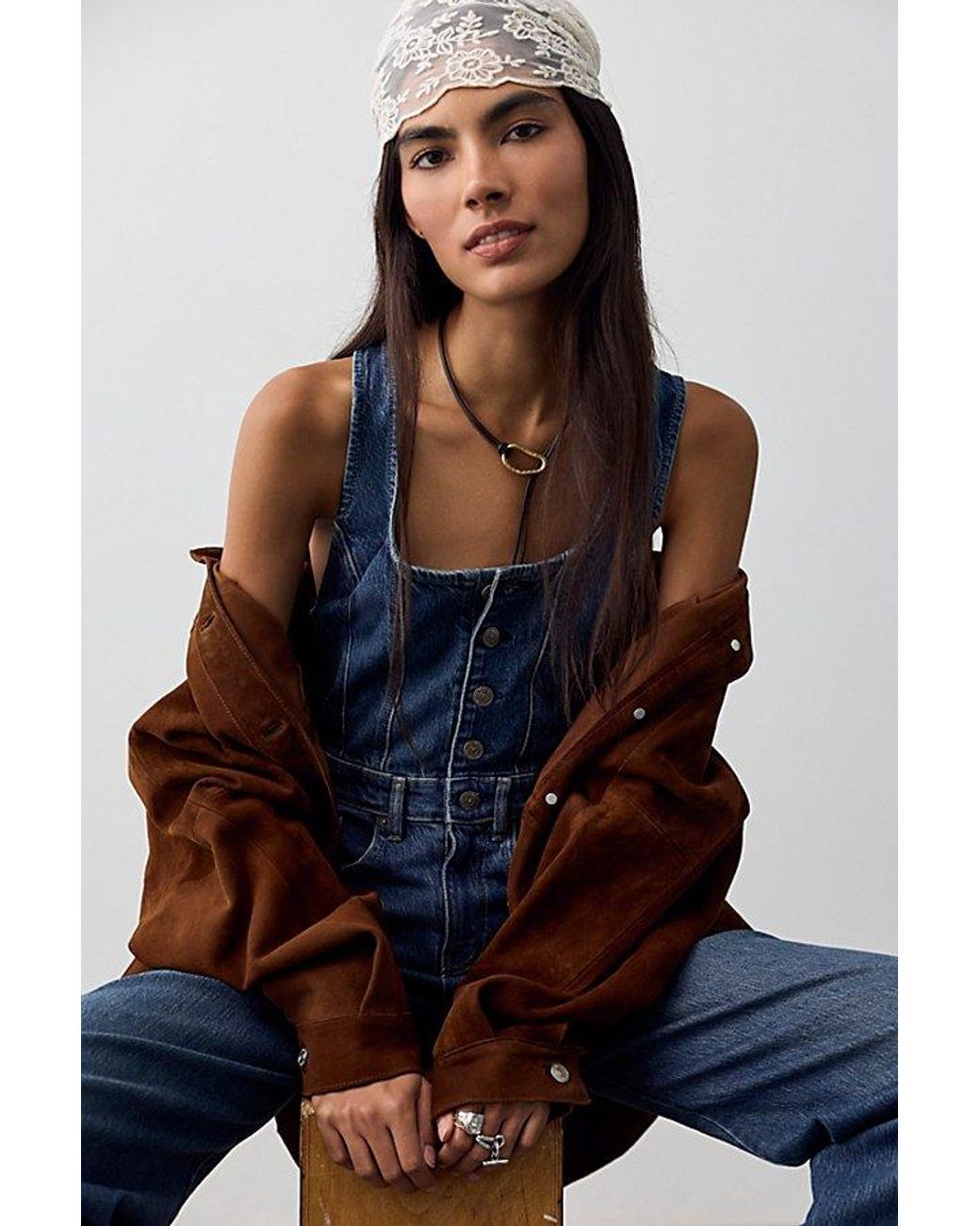 Free People Blue Corsica Twisted Seam Jumpsuit