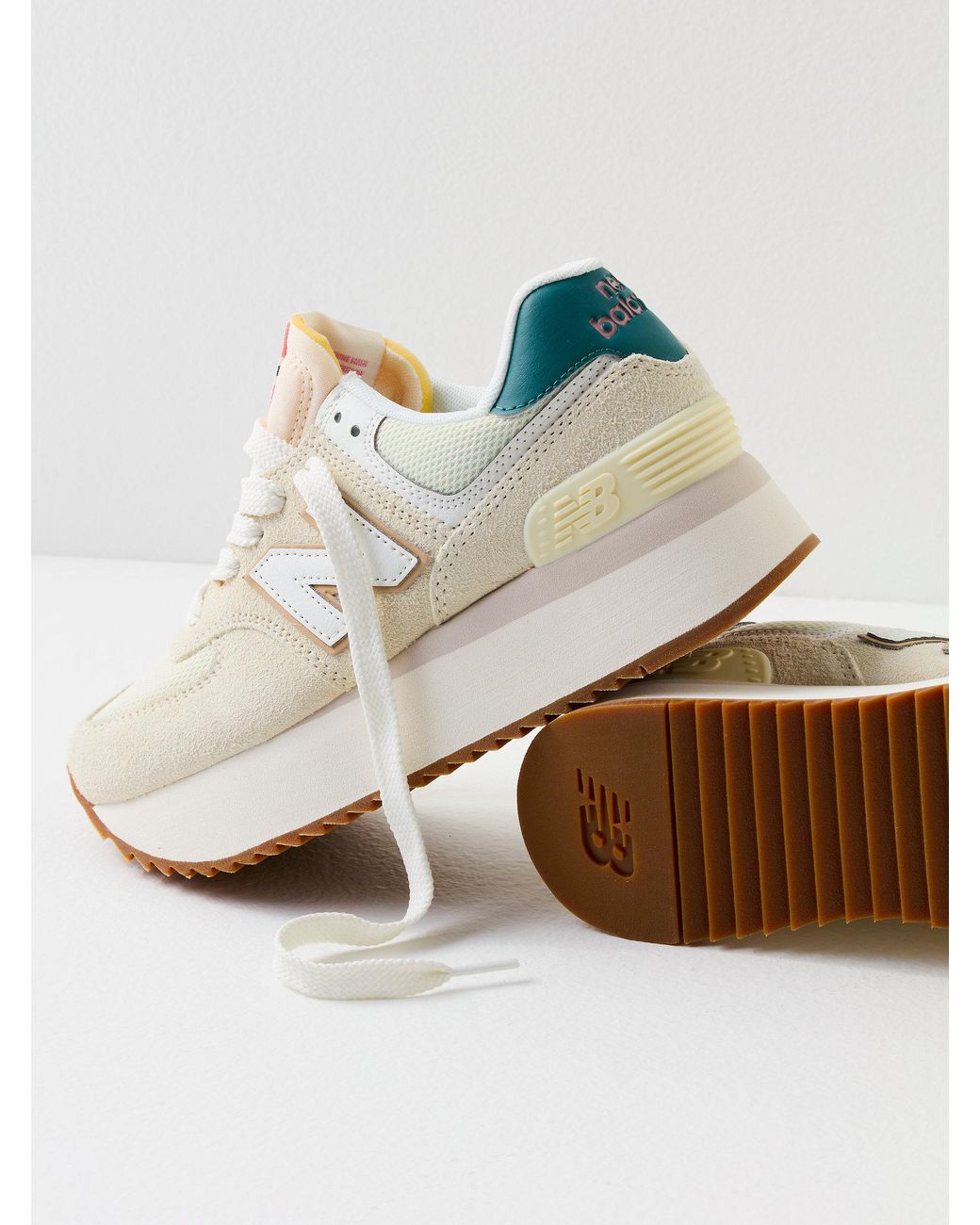 Free People New Balance 574+ Sneakers in Natural | Lyst