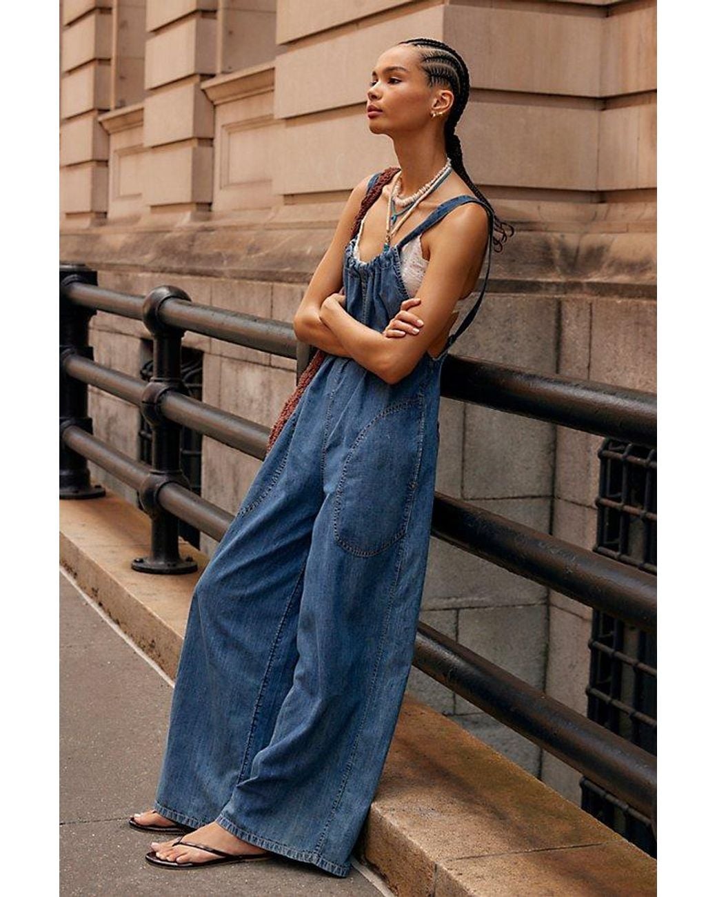Free People Blue Freebird Jumpsuit