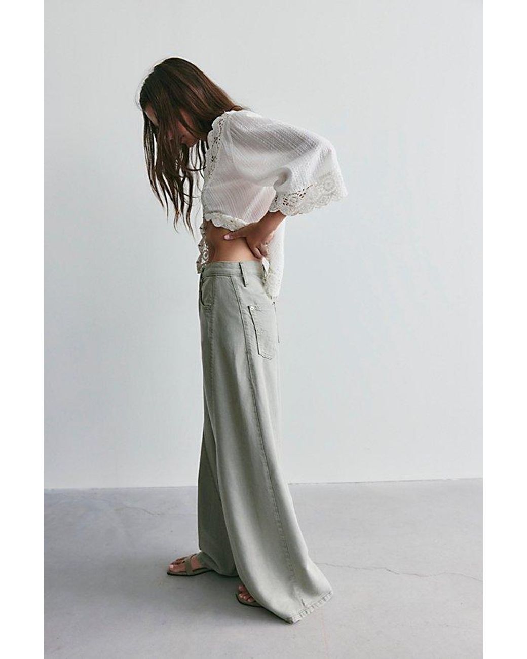 Free People Green Haven Twisted Wide-Leg Jeans