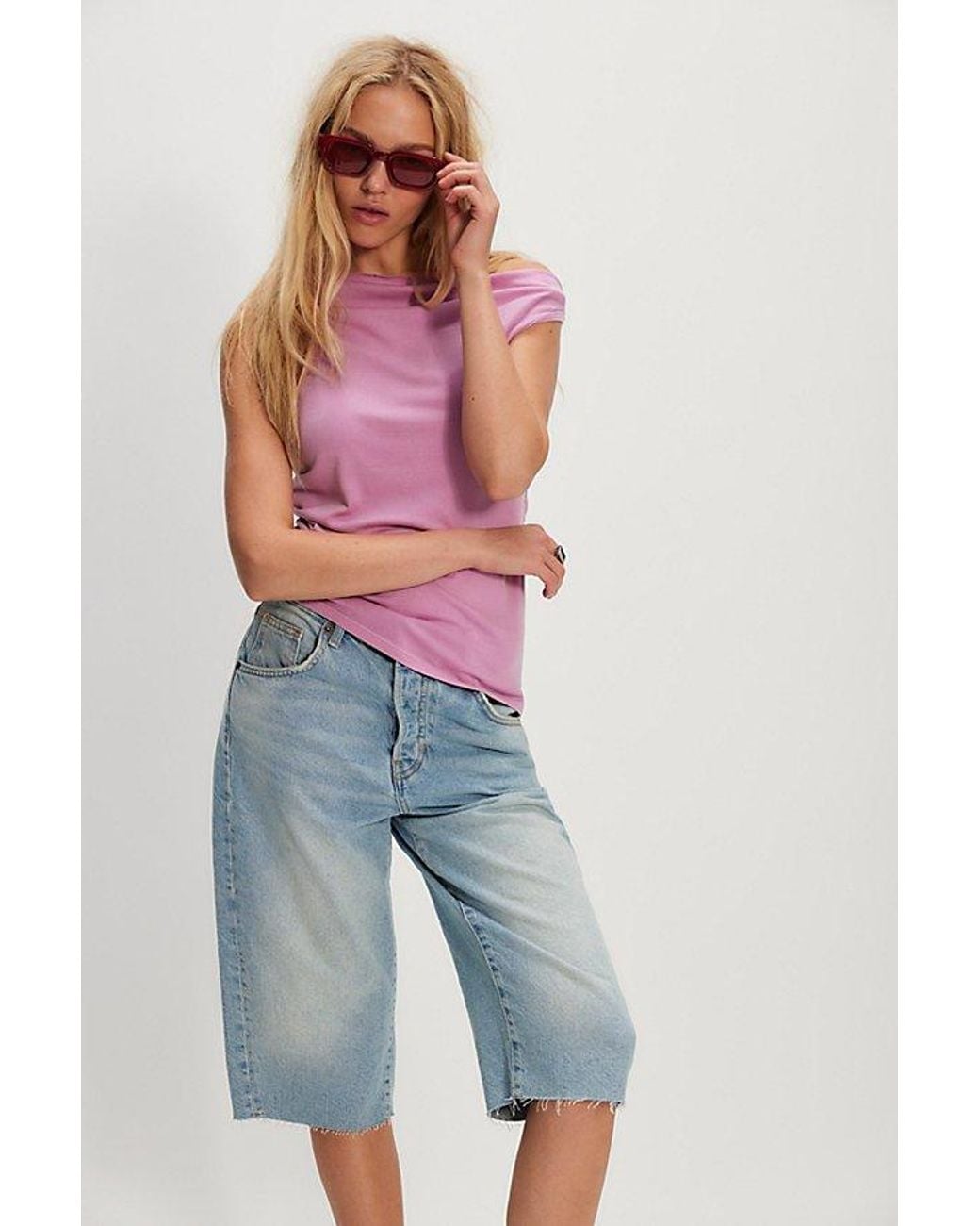 Free People Pink Lola Asymmetrical Hem Tank Top