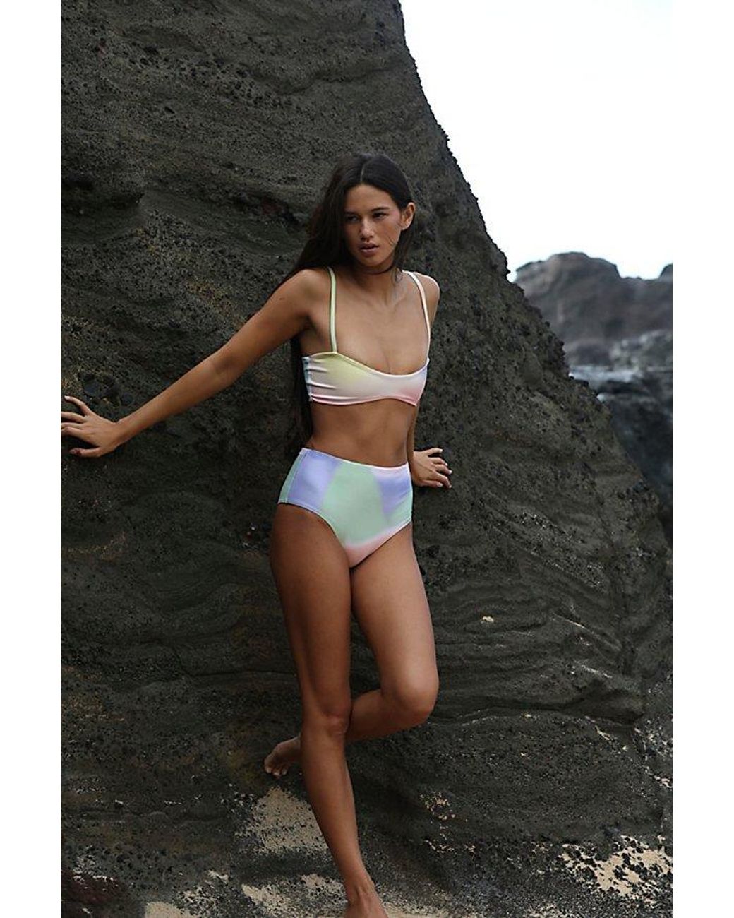 Free People Black Landscape Bikini Top