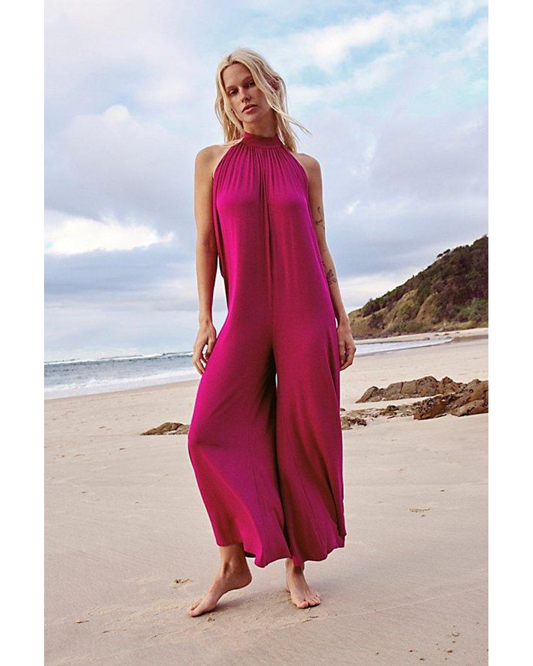 free-est Red Talk About It Jumpsuit By