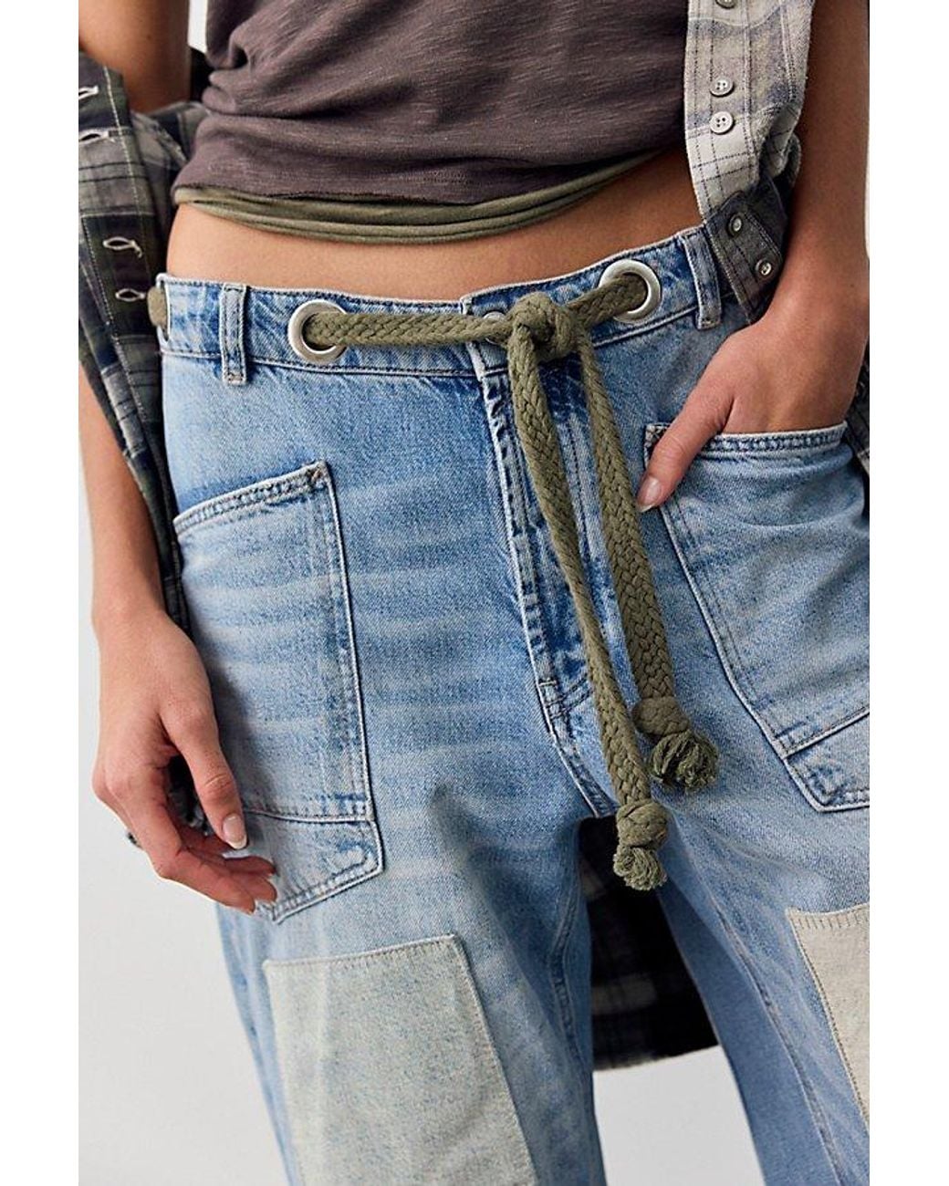 Free People Moxie Pull-on Barrel Jeans At Free People In Truest Blue, Size: 24