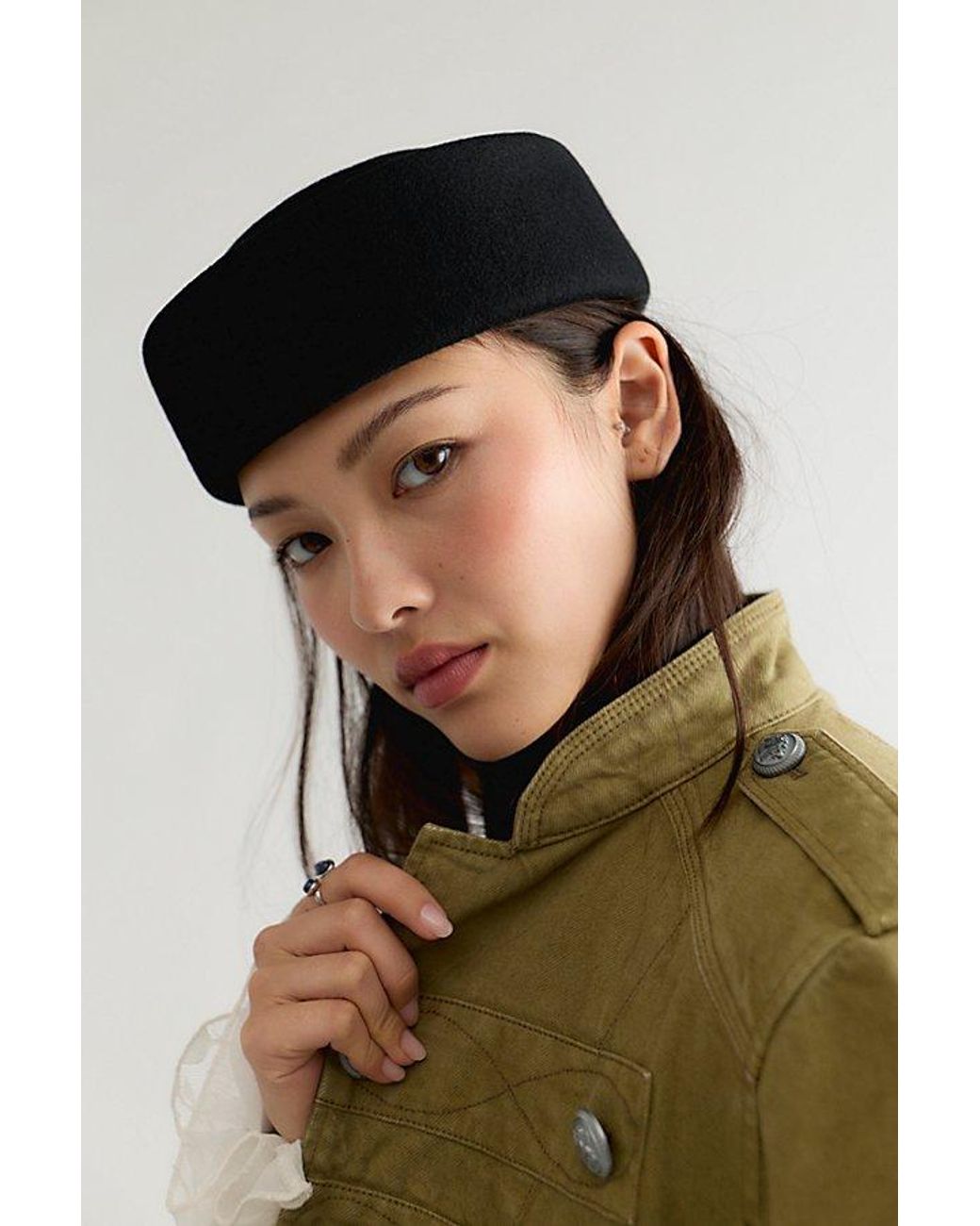 Free People Black Prim Pillbox Hat