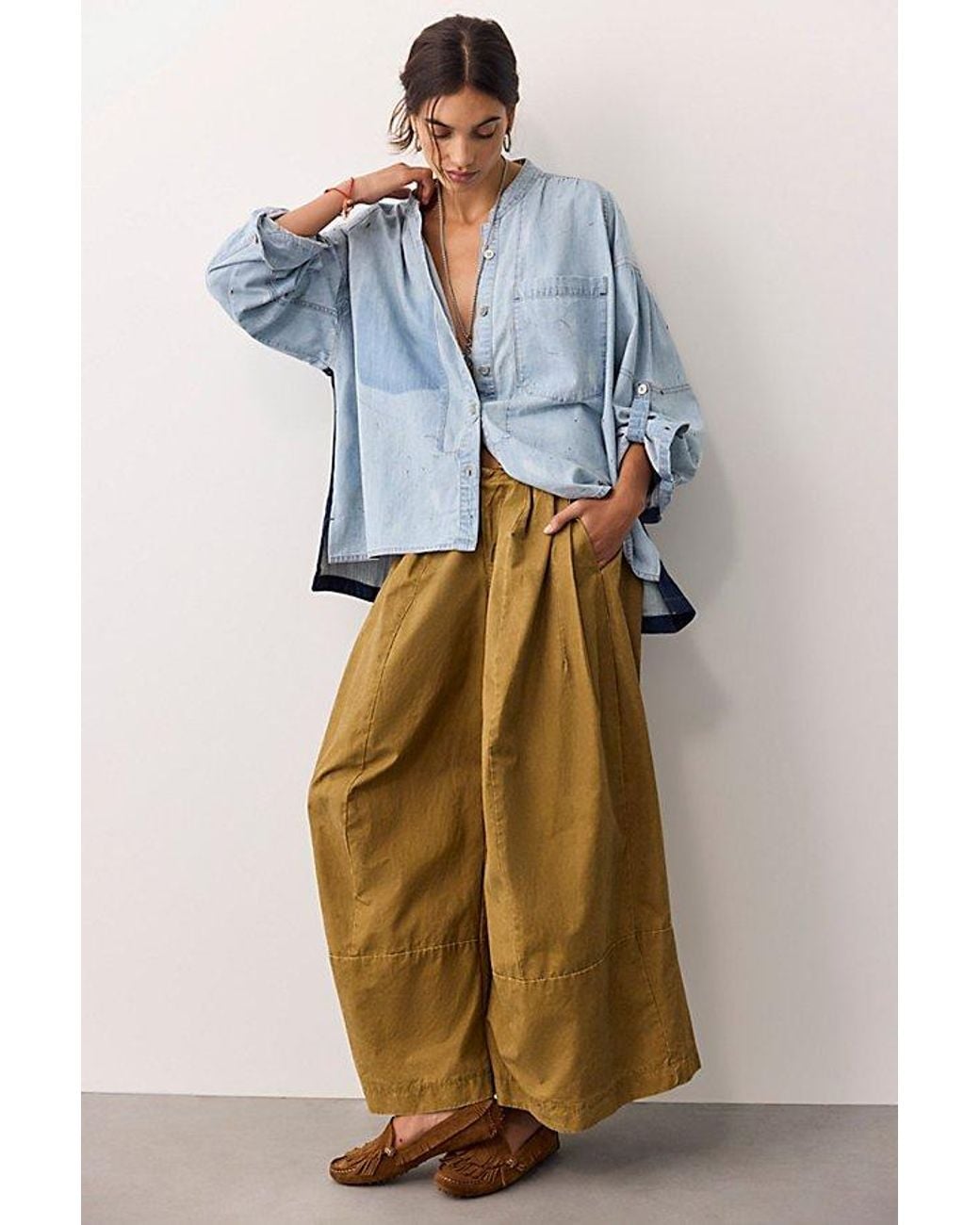 Free People Blue Reverie Patchwork Shirt
