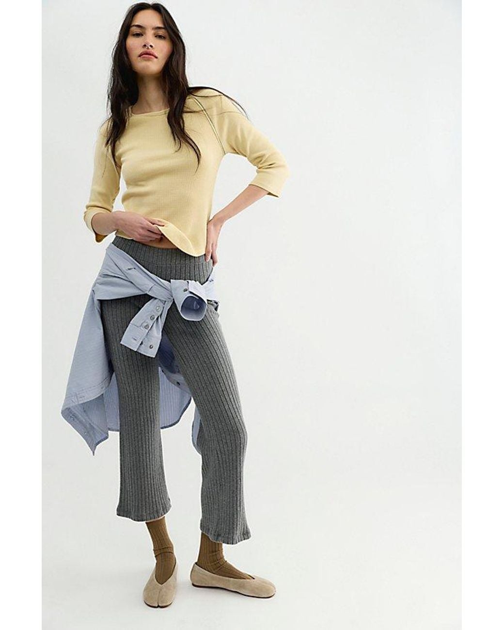 DONNI. Blue The Sweater Rib Kick Flare Pants