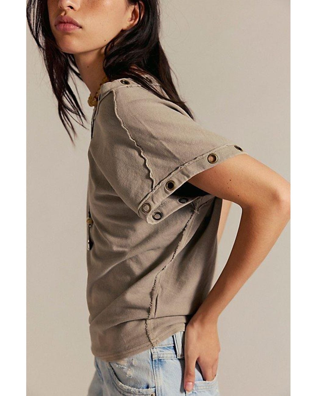Free People Brown Off-The-Shoulder Billie Tee