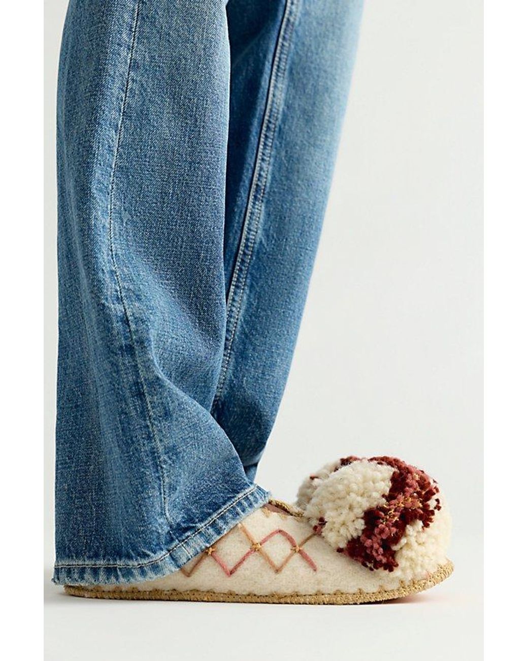 Give A Pon Blue Confetti Pom Slippers By