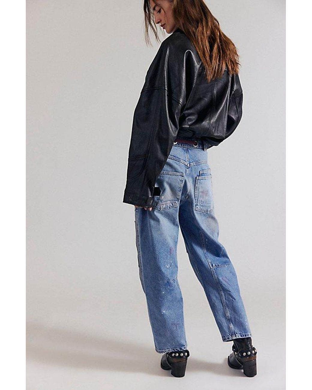 Free People Blue Moxie Pull-On Barrel Jeans