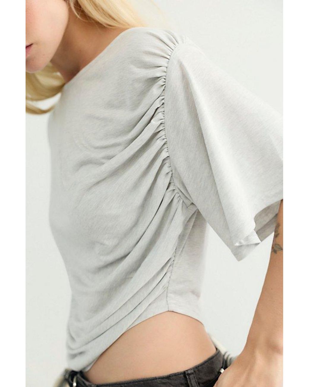 Free People Gray Caught Up Tee