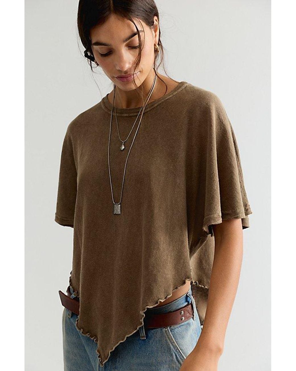 Free People Brown Rosalie Solid Tee