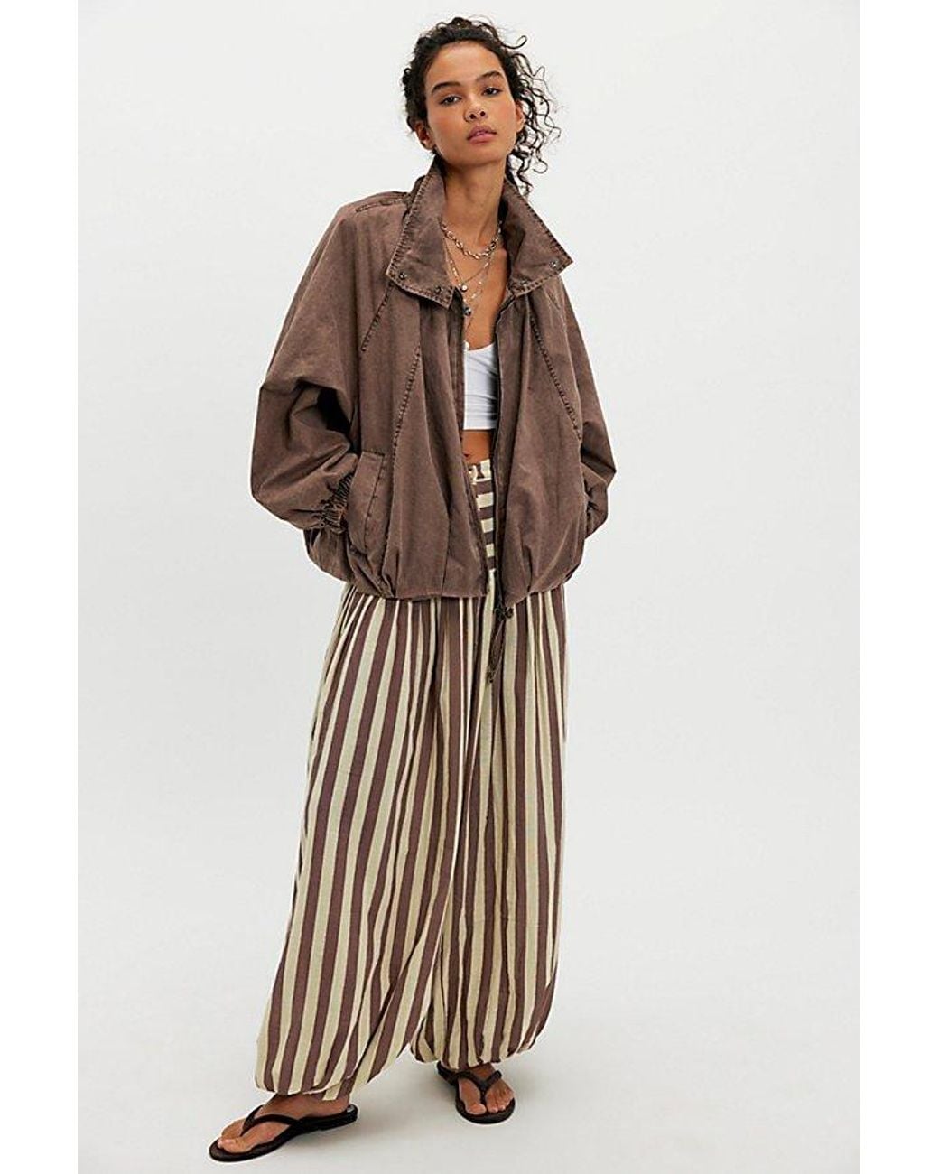Free People Brown Chelsea Funnel-Neck Jacket