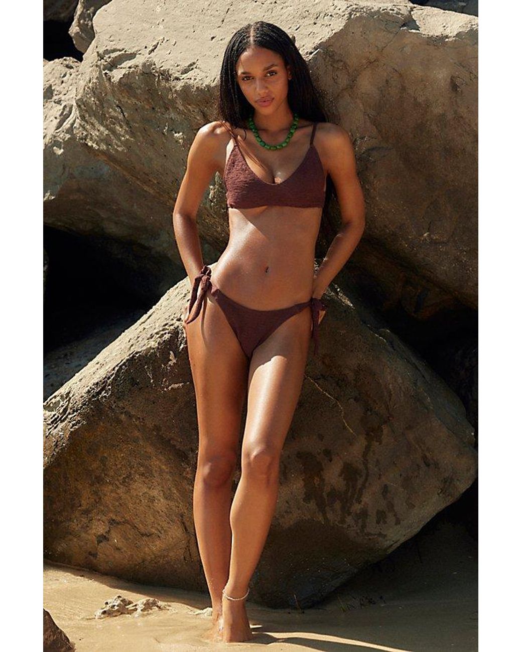 free-est Brown Romi Tie-Side Bikini Bottoms