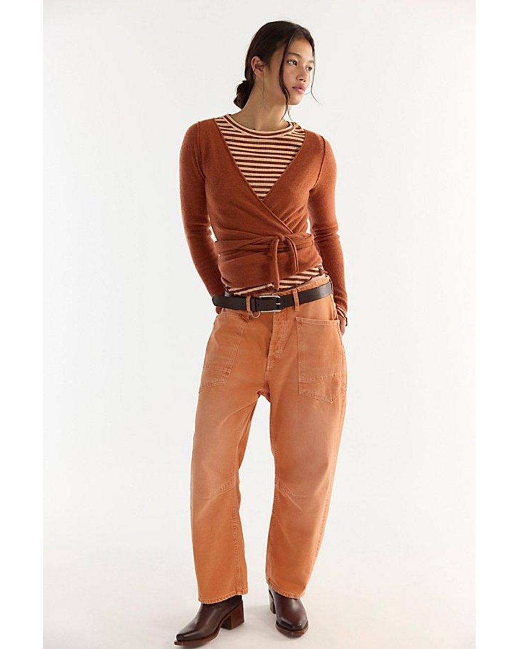 Free People Brown Cashmere Reversible Wrap Jumper