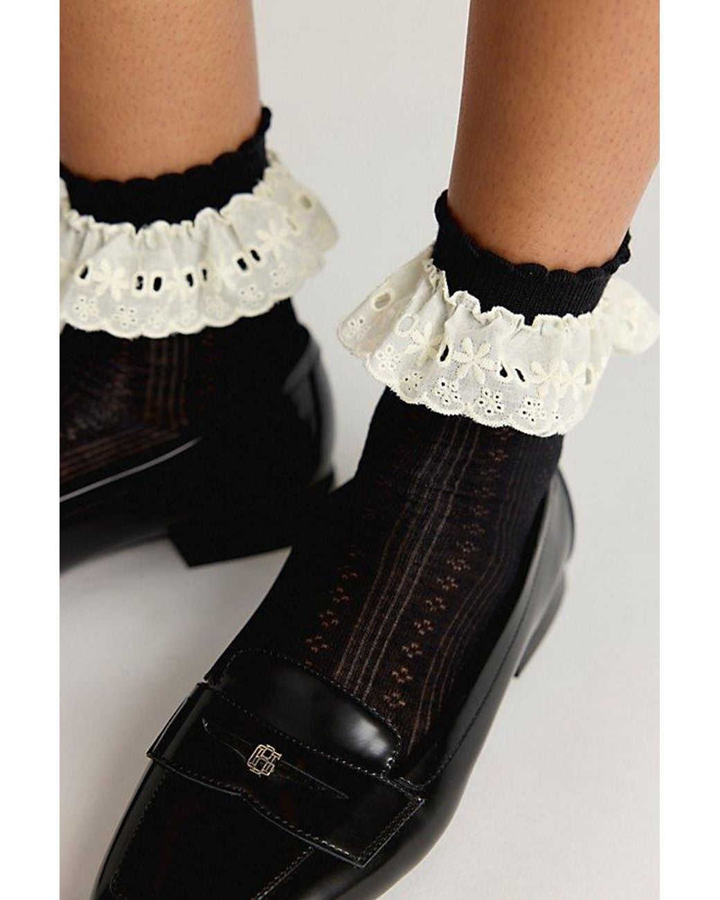 High Heel Jungle Black Bobby Lace Frill Socks By