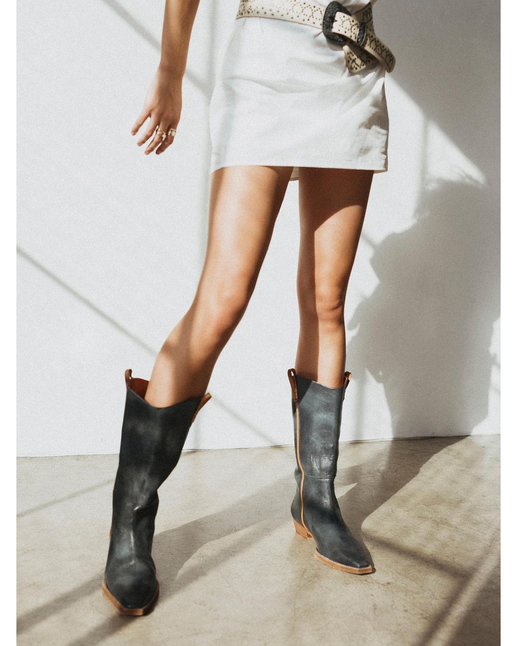 Free People Leather We The Free Montage Tall Boots in Washed 