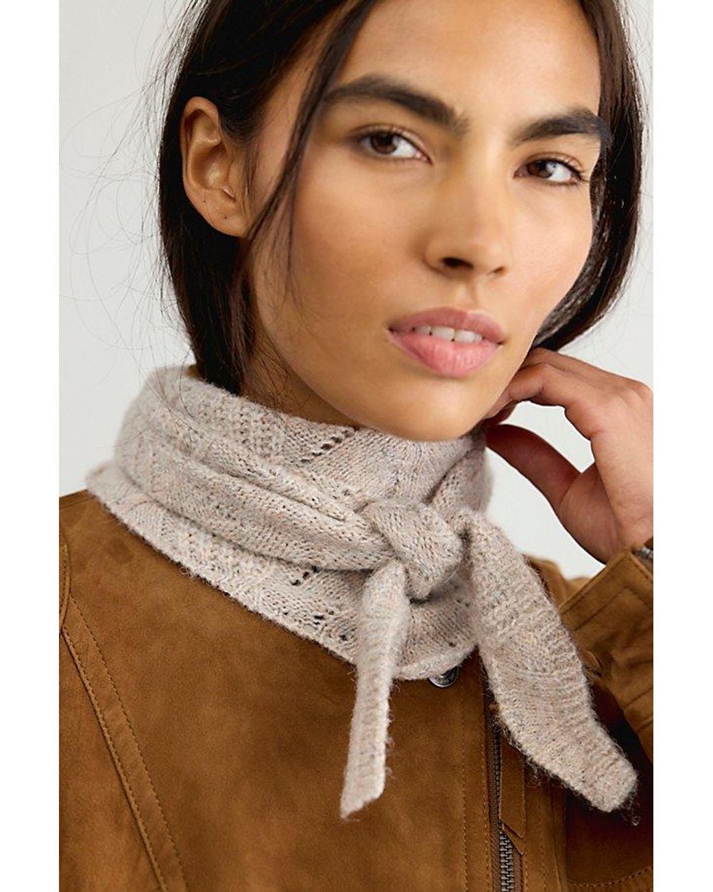 Free People Natural Cozy Cable Triangle Scarf