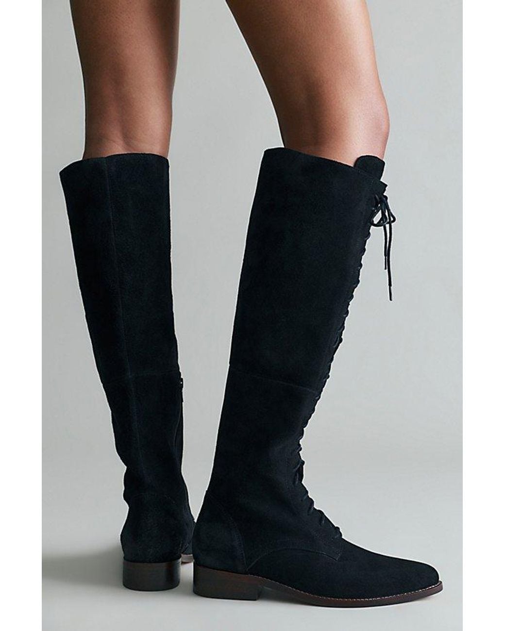Free People Gray Davey Over-The-Knee Lace-Up Boots