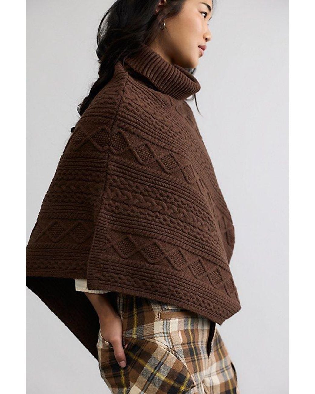 Free People Multicolor Cannon Cable Poncho