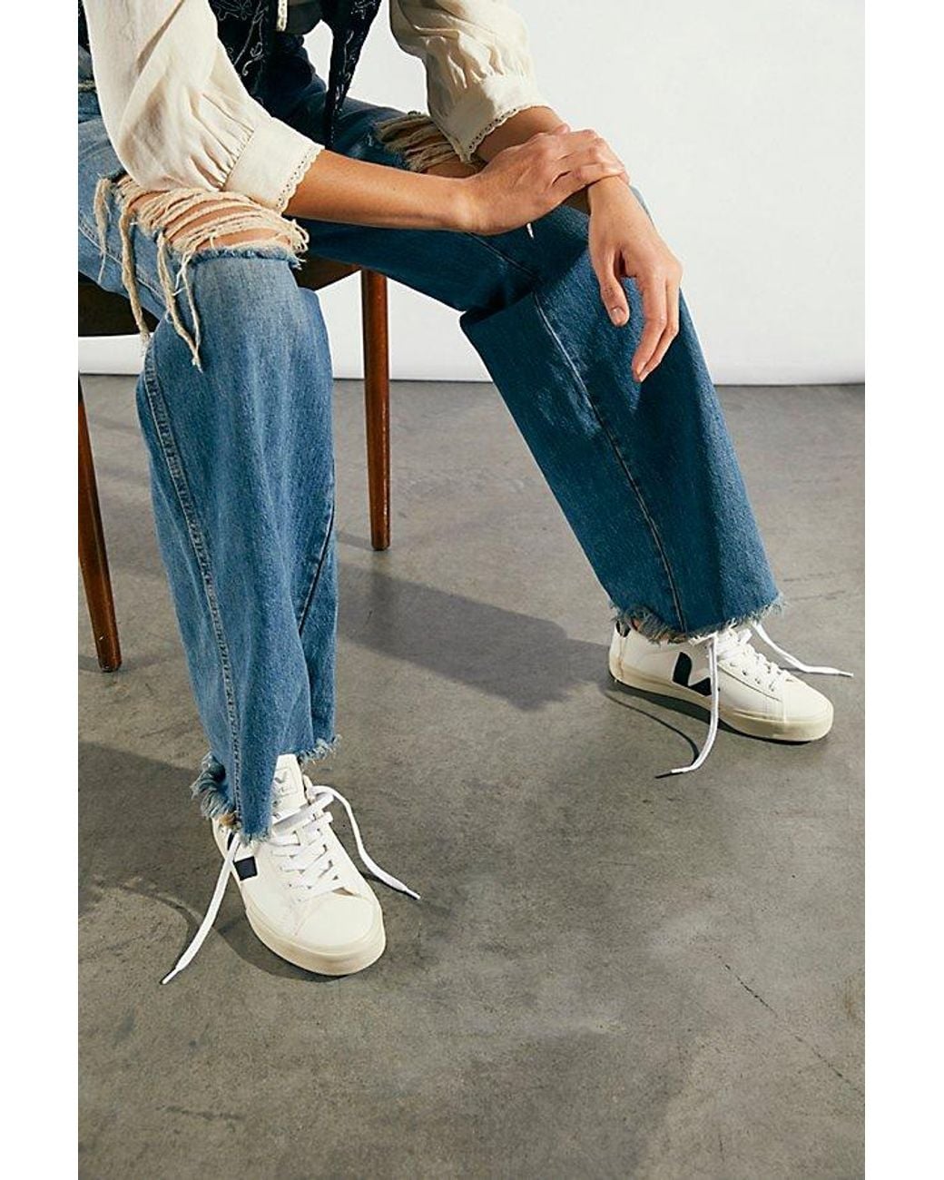 Veja Blue Campo Sneakers At Free People In Extra White/black, Size: Eu 37