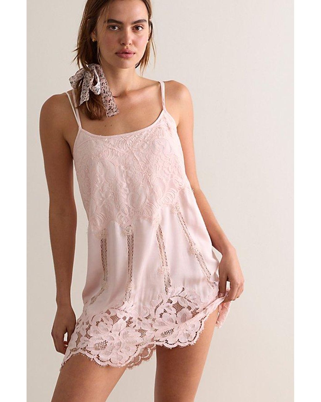 Intimately By Free People Pink Sweet Heirloom Mini Slip Dress By