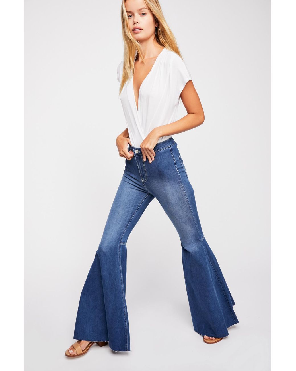Free People Denim Just Float On Flare Jeans By We The Free in Blue - Lyst