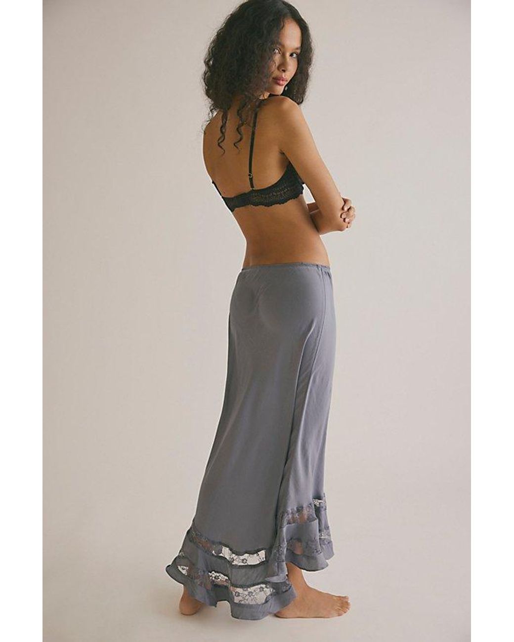 Intimately By Free People Blue Long Lost Lover Maxi Slip Skirt