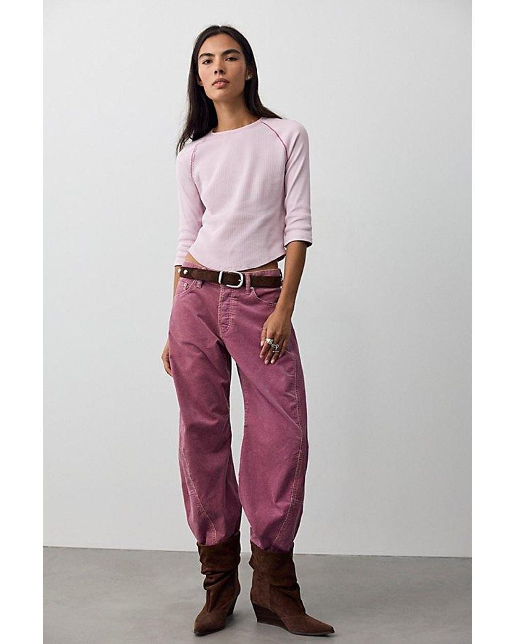 Free People Red Fable Washed Cord Twisted Jeans
