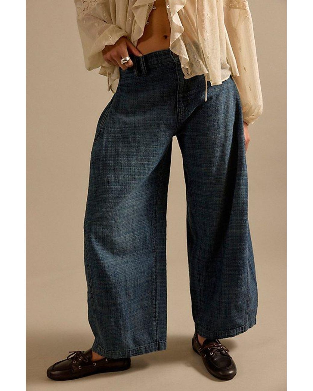 Free People Blue Free To Roam Cropped Jeans