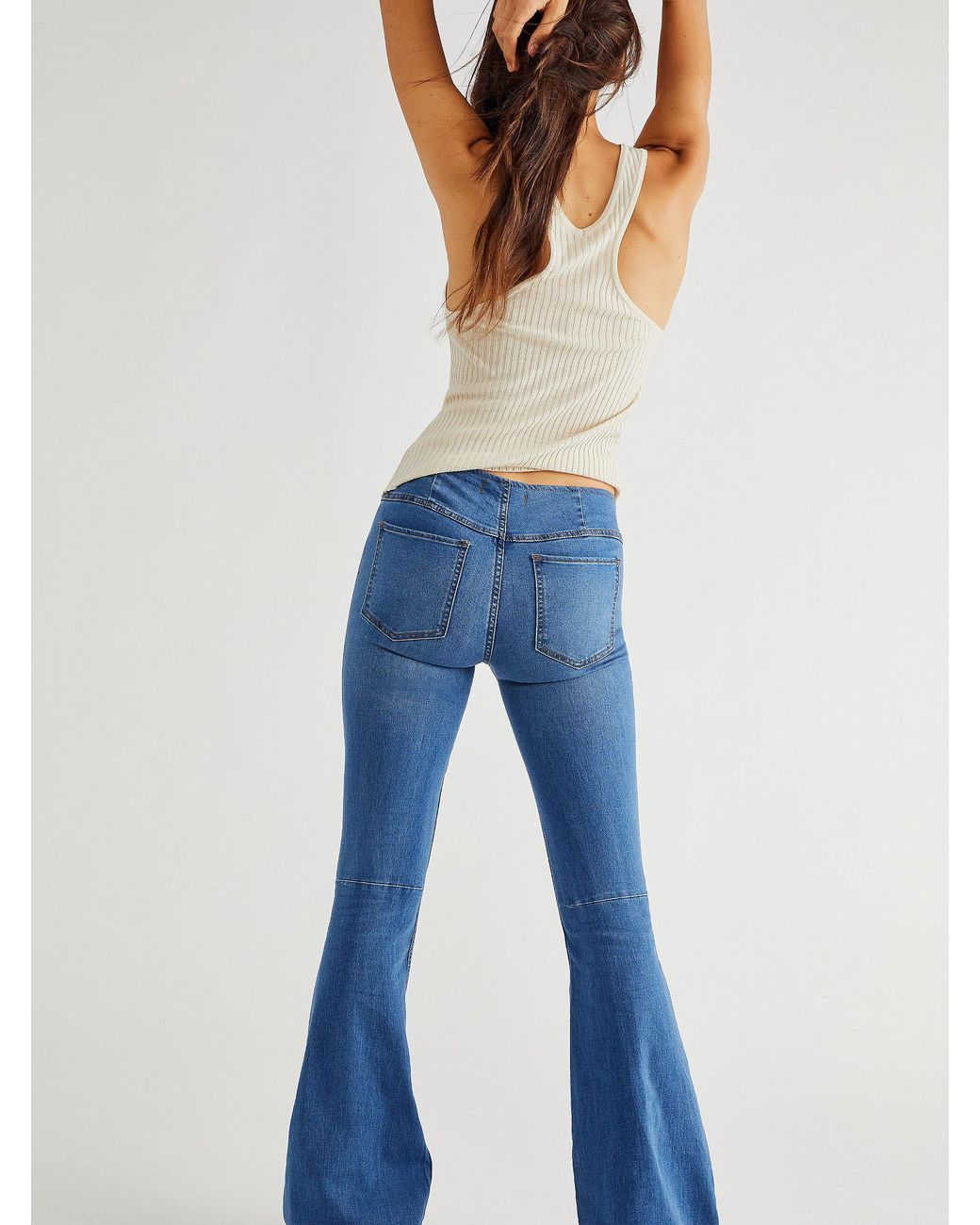 Free People Penny Pull-on Flare Jeans in Blue | Lyst